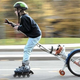 Illustration for article titled One Kid's Journey On a Weed-Whacker Broom Skate Thing